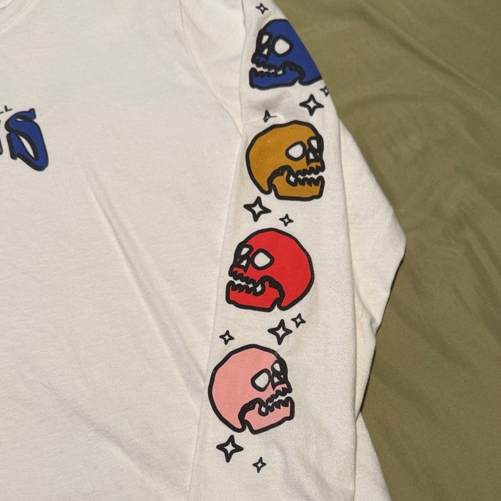 Vans White Long Sleeve Tee with Skull Graphics - Picture 3 of 4